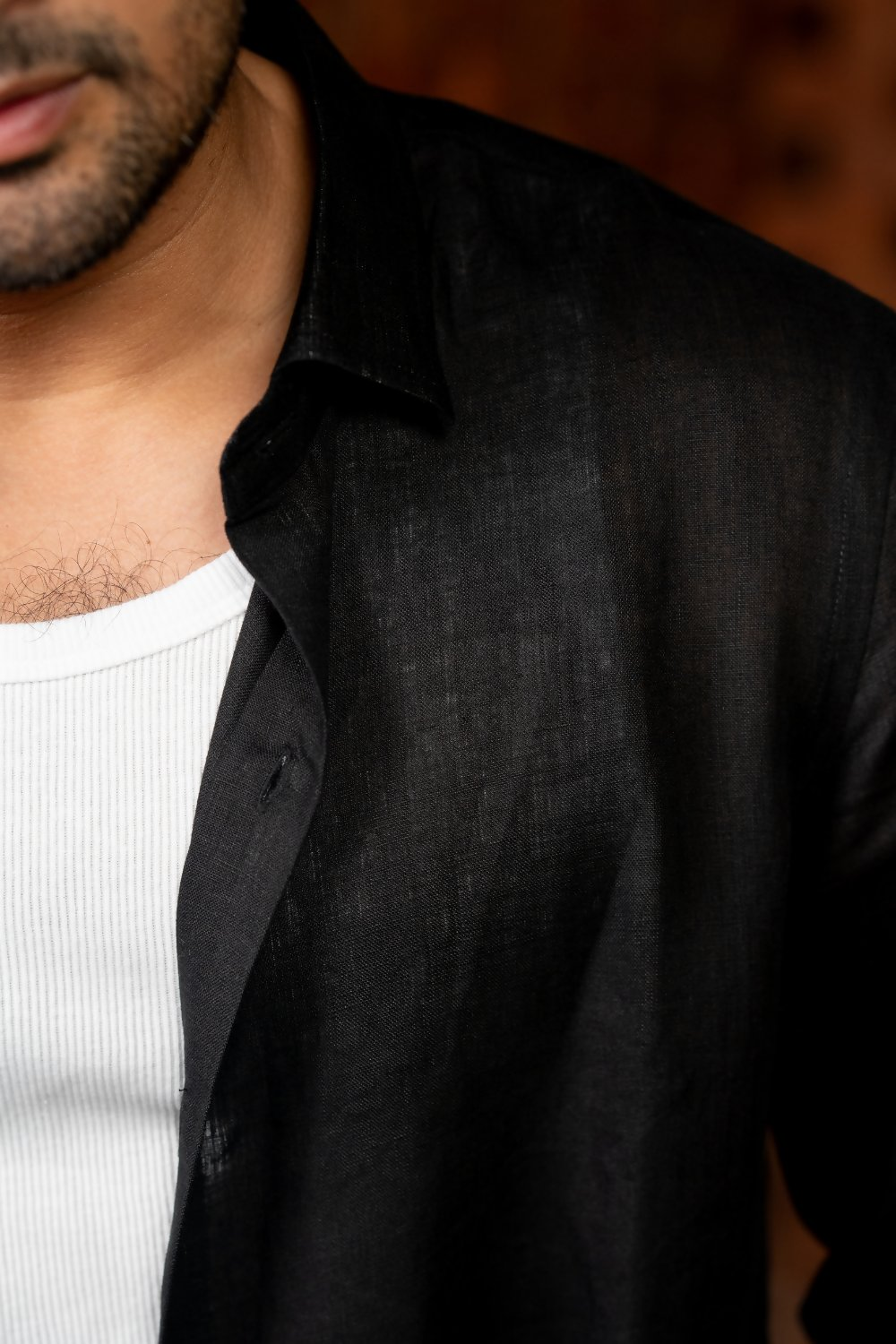 Linen Black Noir Breeze Shirt By Hilo Design