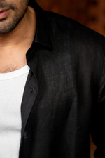 Thumbnail for Linen Black Noir Breeze Shirt By Hilo Design