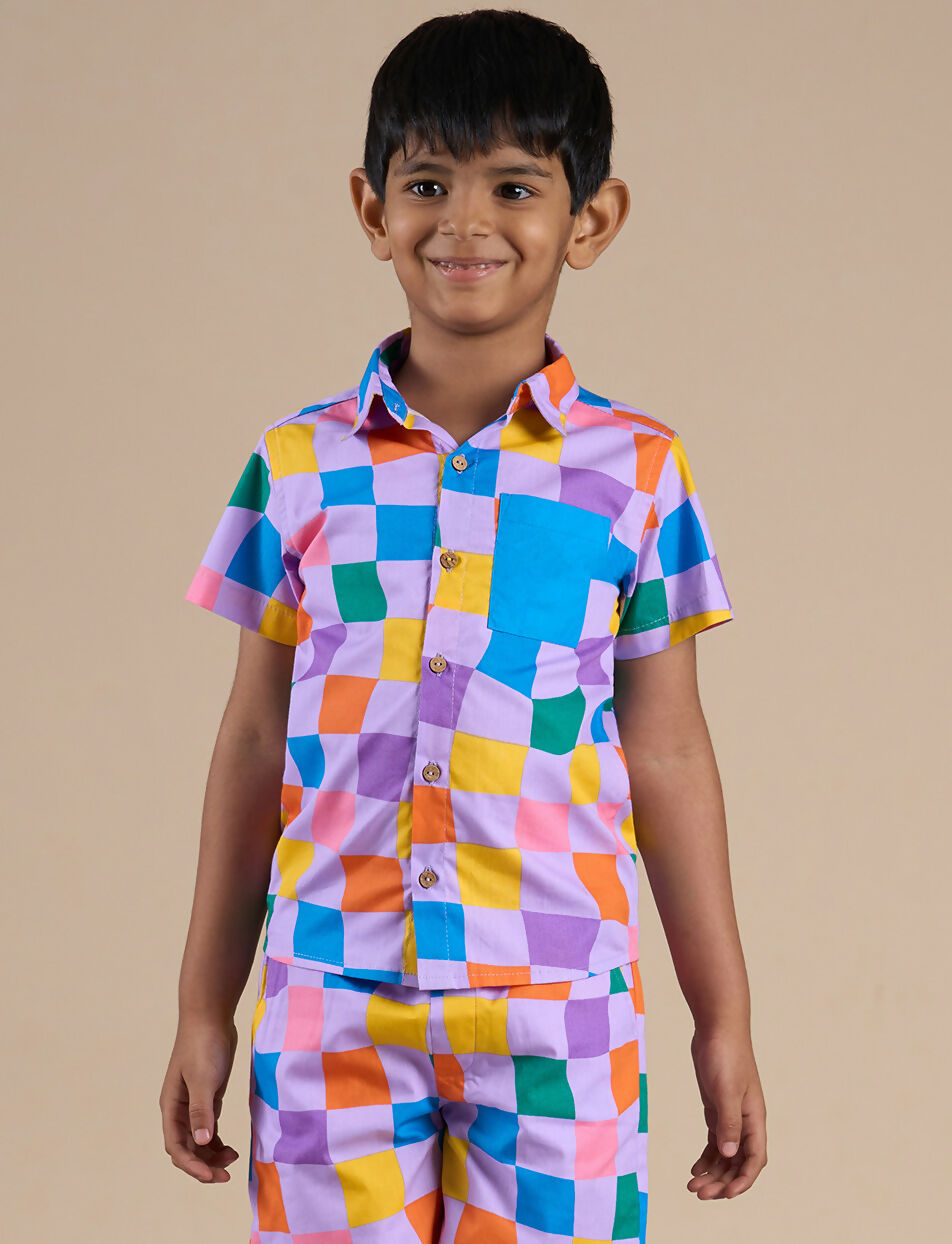 Snakes and Ladders Boys Multi Color Rotary Print Shirt from Siblings Collection - Distacart