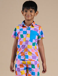 Thumbnail for Snakes and Ladders Boys Multi Color Rotary Print Shirt from Siblings Collection - Distacart