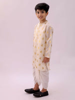 Thumbnail for Lil Drama Mishti Off White Kurta and Dhoti For Boys