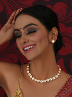 Thumbnail for Kundan Choker with Studs Jewellery Set (Gold) - Ruby Raang - Distacart
