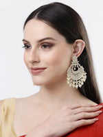 Thumbnail for NVR Women Gold-Plated Kundan Chandbali Earrings - Distacart