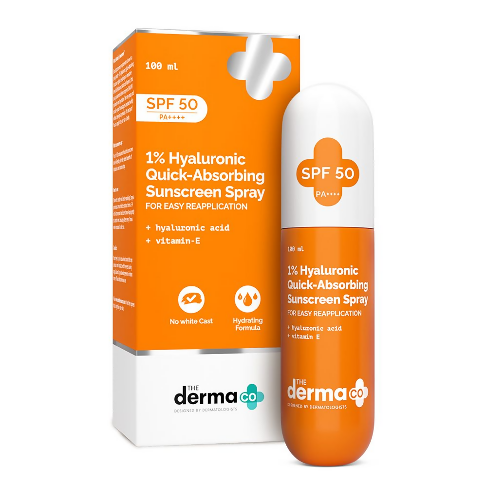 The Derma Co 1% Hyaluronic Quick-Absorbing Sunscreen Spray with Hyaluronic Acid & Vitamin E - Distacart