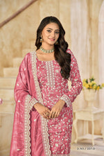 Thumbnail for Anaita Pink Organza Crush Stitched Suit with Embroidery Work - Distacart