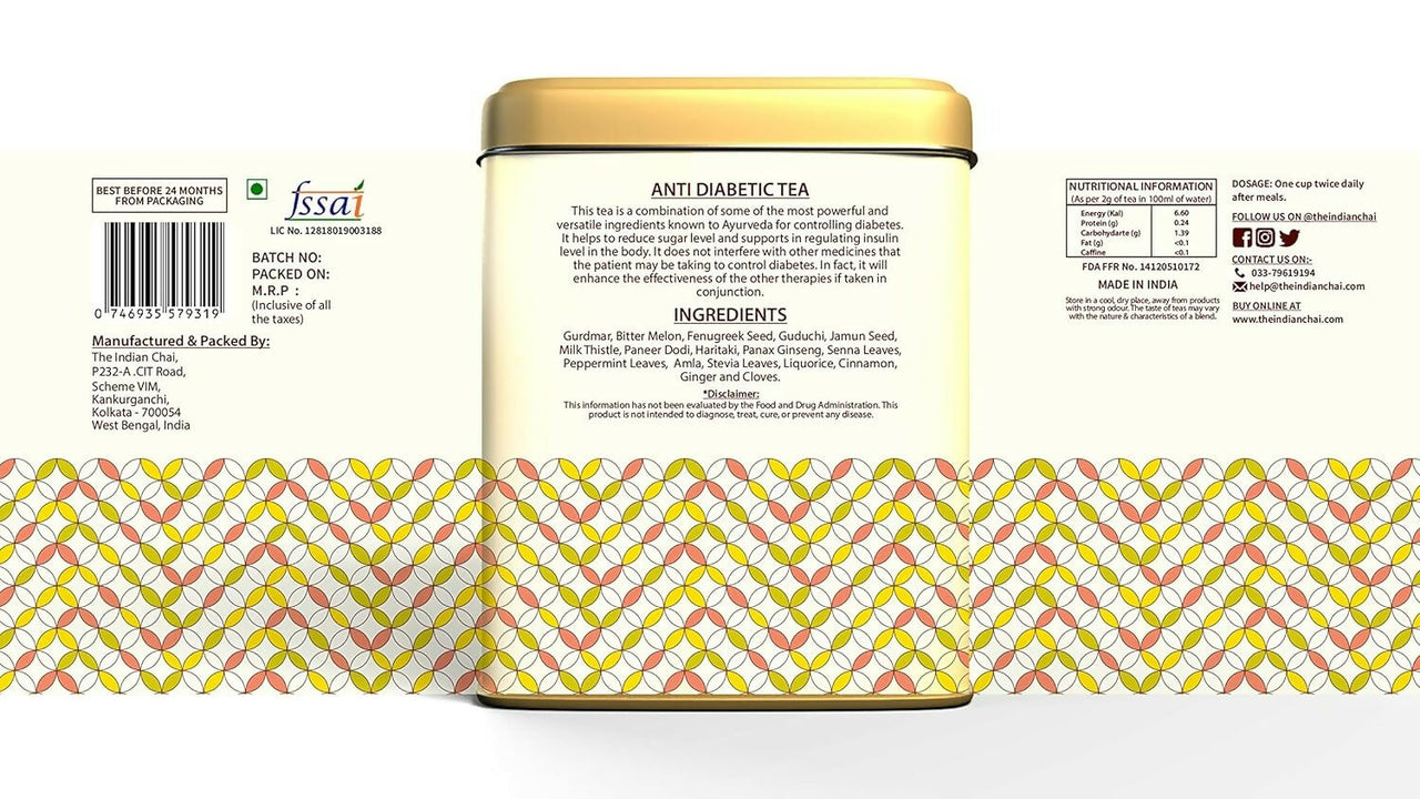 The Indian Chai - Anti Diabetic Tea 30 Pyramid Tea Bags - Distacart