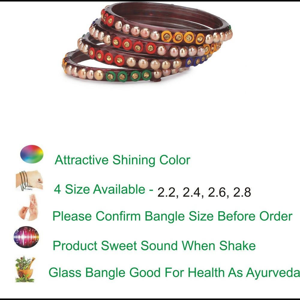 Afast Bridal Wedding & Party Fashionable Colorful Glass Bangle/Kada Set, Pack Of 4 - Maroon - Distacart