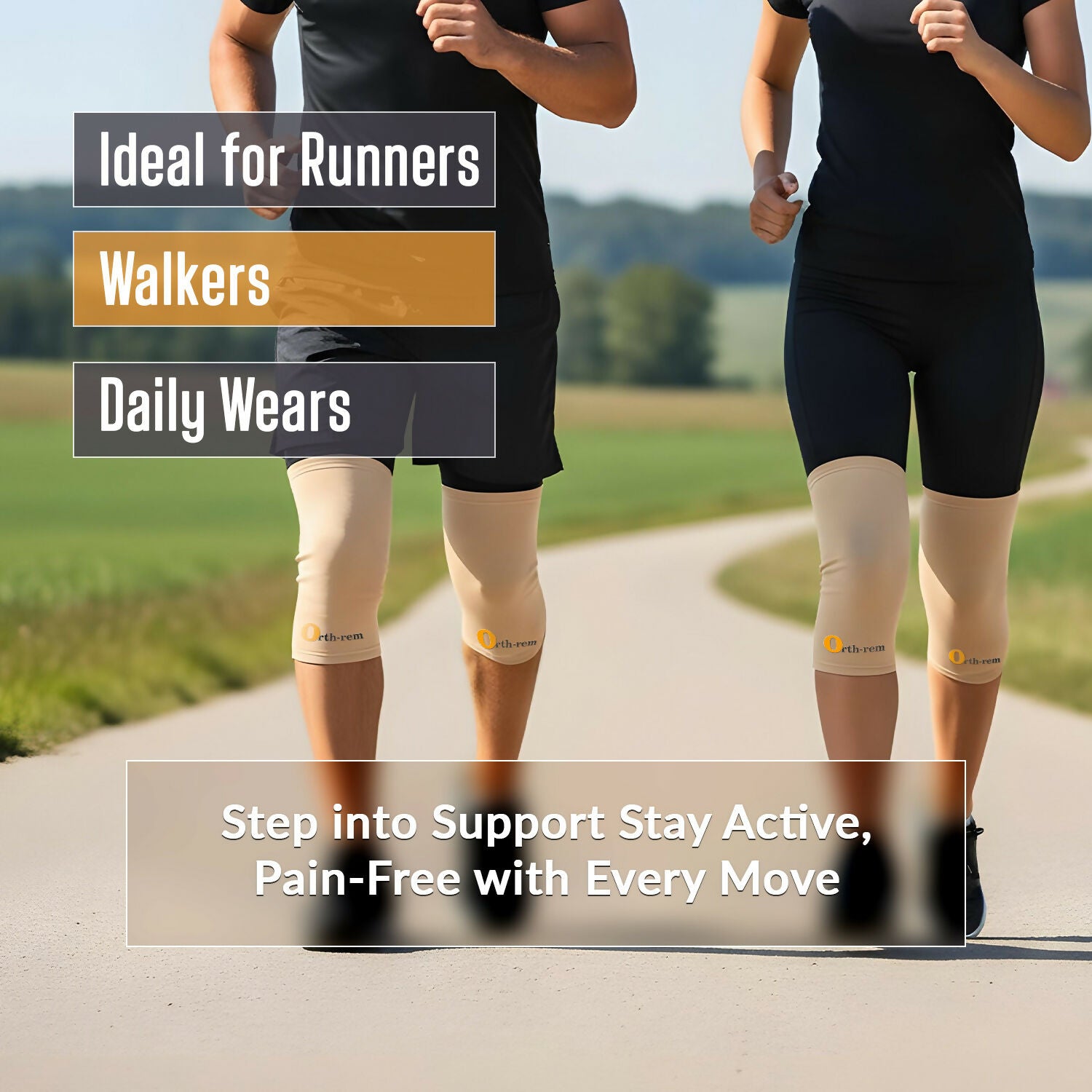 Orth-Rem Knee Cap Support For Men & Women (Pair) Knee Brace Pain Relief