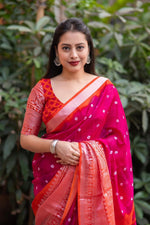 Thumbnail for Rani Jute Silk Ethnic Motifs Saree with Unstitched Blouse - Hiral Fashion - Distacart
