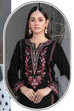 Thumbnail for Anaita Black Velvet Suit with Embroidery Sequence Work