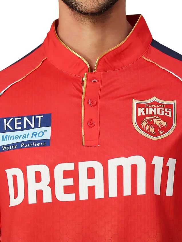 Punjab Kings Men Red Printed Half Sleeves Jersey - Distacart