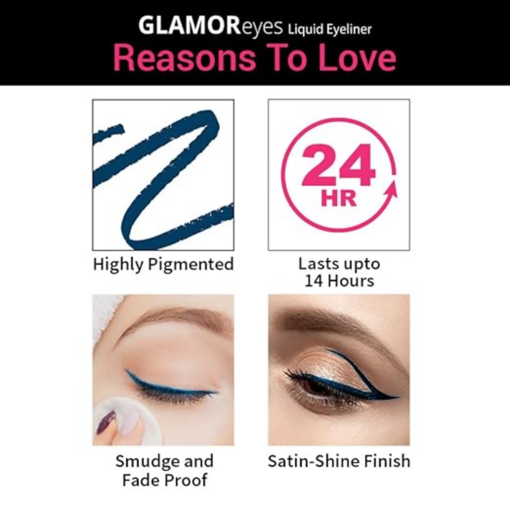 Nykaa Glamoreyes Waterproof & Smudgeproof Coloured Natural Liquid Eyeliner - Blue - Dista