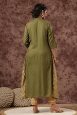 Thumbnail for Juniper Olive Ethnic Motif Printed Rayon A-Line Women Kurta - Distacart