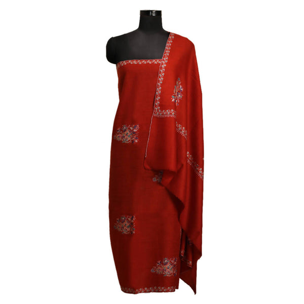 Nizalia Handmade Sozni Work Red Pashmina