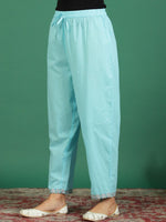 Thumbnail for Sangria Embroidered Cotton Kurta With Trousers & Dupatta - Distacart