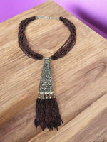 Thumbnail for Inhanns Day-To-Dinner Tie Shaped Oxidized Black Metal Multi-Layered Long Only Necklace - Coffee Necklace - Distacart