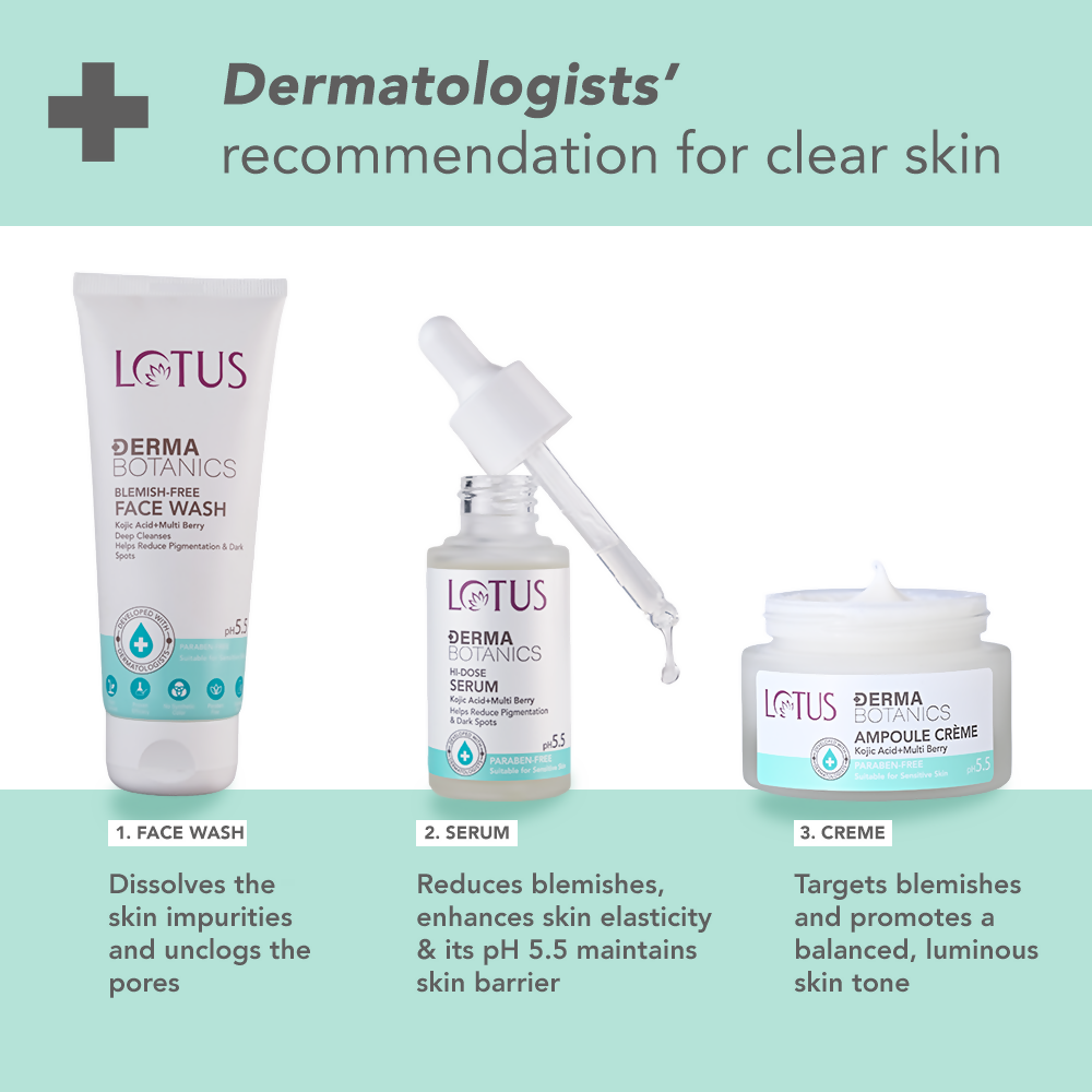 Lotus DermaBotanics Kojic acid + Multi berry Blemish - Free Facewash - Distacart