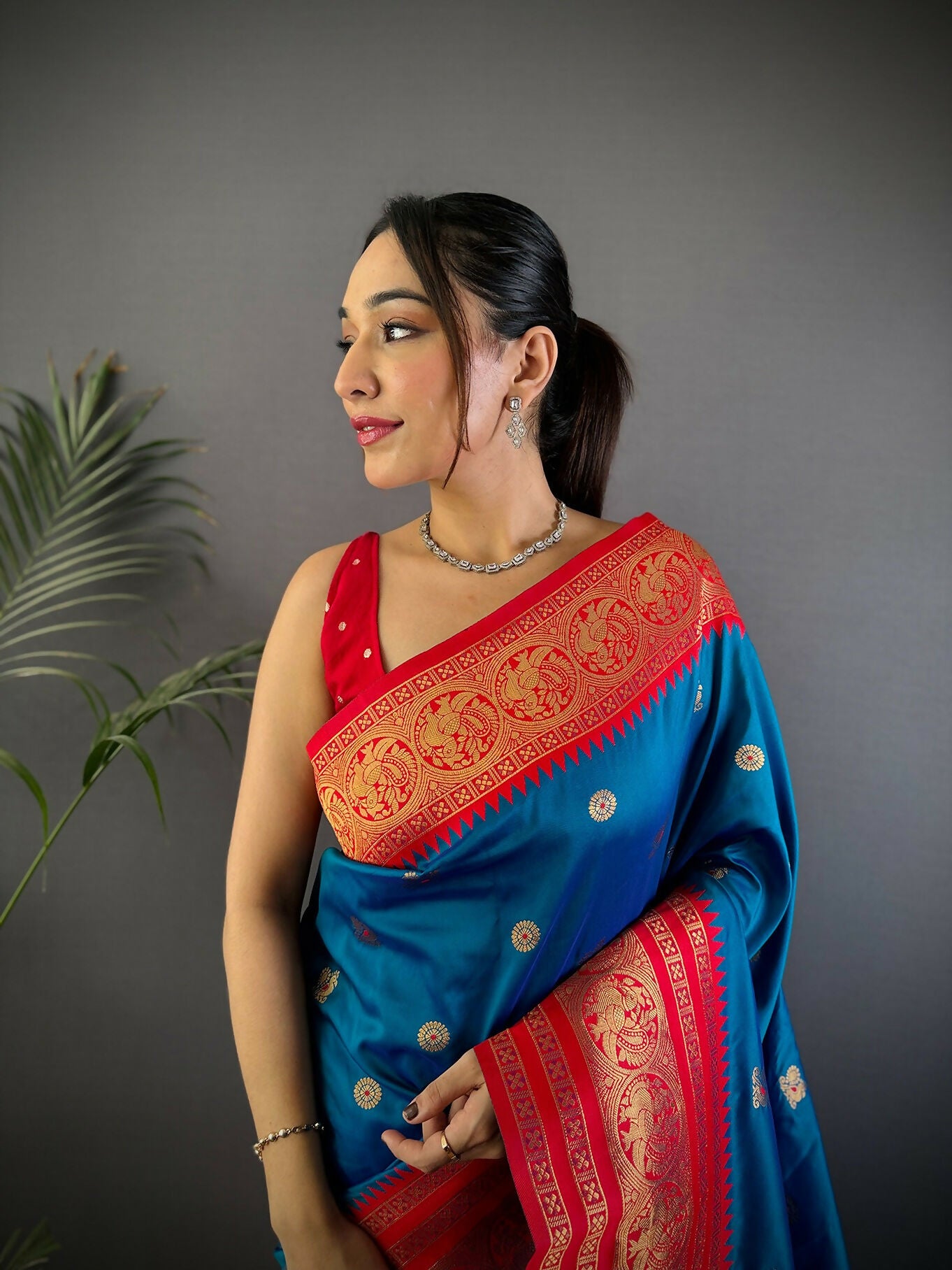 Joban Fashion Banarasi Royal Blue Woven Soft Silk Saree
