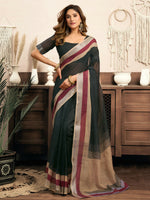 Thumbnail for Joban Fashion  Black Solid Linen Ready To Wear Saree With Unstitched Blouse - Distacart