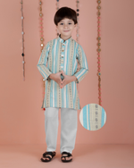 Thumbnail for Joban Fashion Kids Island Cotton Full Sleeves Striped Kurta and Pyjama- Blue - Distacart
