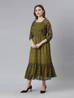 Thumbnail for Souchii Black Bandhani Printed Ethnic Fit & Flare Dress