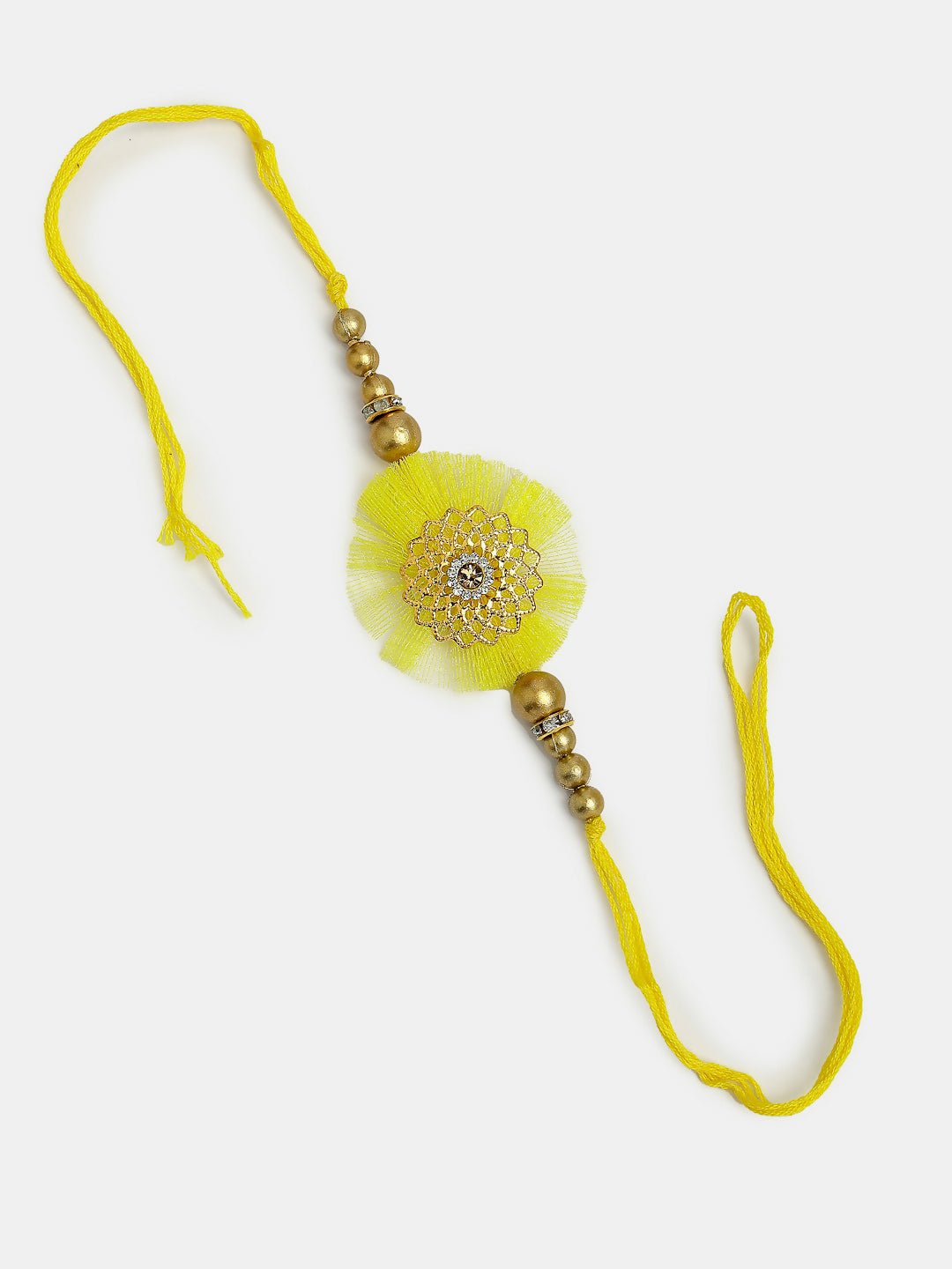 NVR Women & Men Set of 2 Yellow Peacock Design Bhaiya Bhabhi Rakhi With Roli Chawal - Distacart