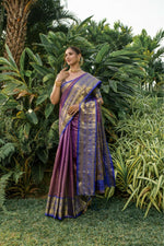 Thumbnail for Jyoti Fashion Women's Purple Kanjivaram Silk Zari Woven Saree with Blouse - Distacart