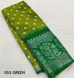 Thumbnail for Green Jute Silk Printed Saree with Unstitched Blouse - Hiral Fashion - Distacart