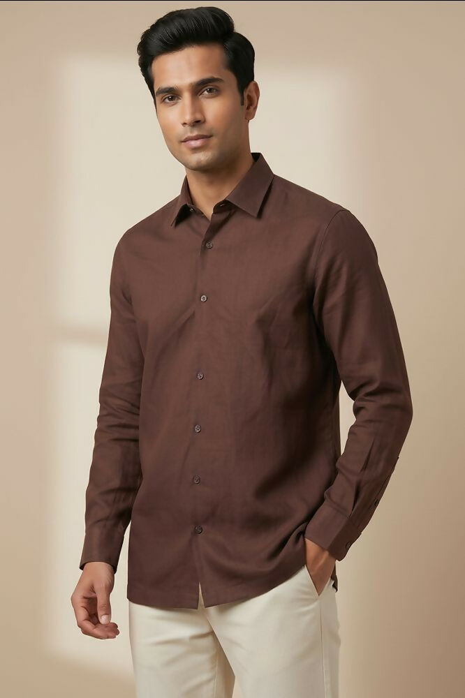 Earthline— Brown Cotton Shirt by Hilo Design - Dista