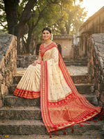 Thumbnail for Shree Shyam Fashion Cream Soft Silk Saree - Distacart