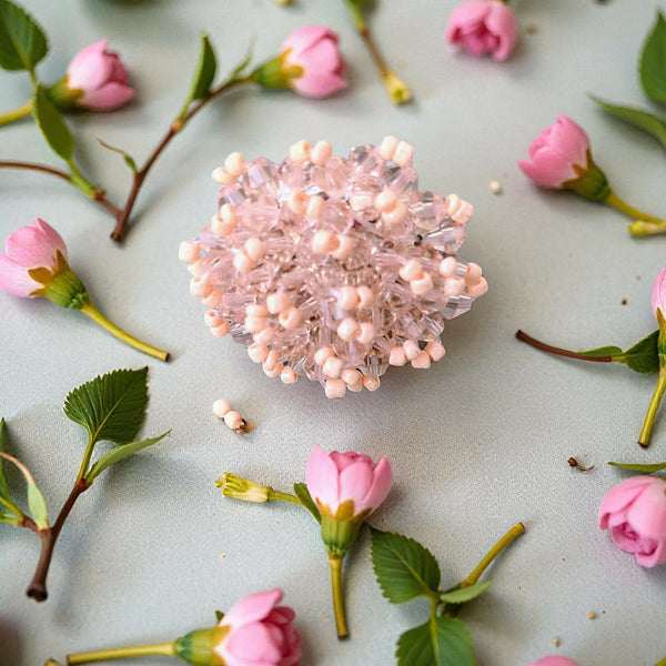 Inhanns Rang-E-Roshan Adjustable Ring – Handmade Crystal Statement Ring - Baby Pink - Distacart