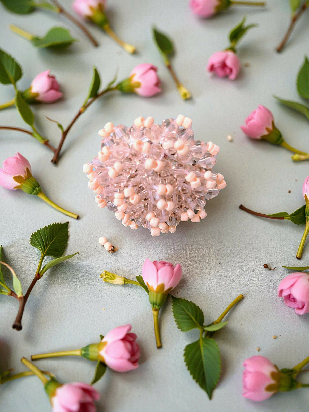 Inhanns Rang-E-Roshan Adjustable Ring – Handmade Crystal Statement Ring - Baby Pink - Distacart