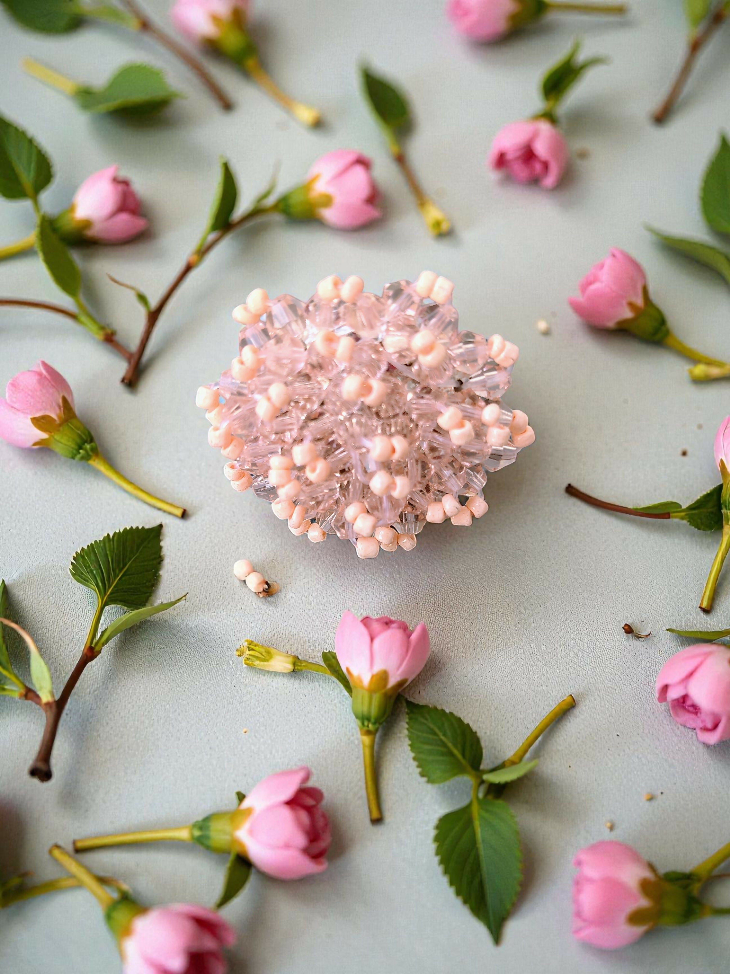 Inhanns Rang-E-Roshan Adjustable Ring – Handmade Crystal Statement Ring - Baby Pink - Distacart