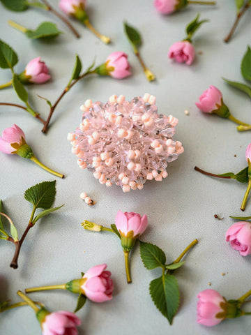 Inhanns Rang-E-Roshan Adjustable Ring – Handmade Crystal Statement Ring - Baby Pink - Distacart