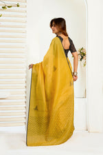 Thumbnail for Vastranavya Mustard Digital Printed Linen Ready To Wear Designer Saree with Unstitched Blouse - Distacart