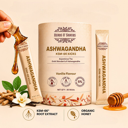 HerbsO’Shrubs Ashwagandha KSM-66 Kicks - Dista