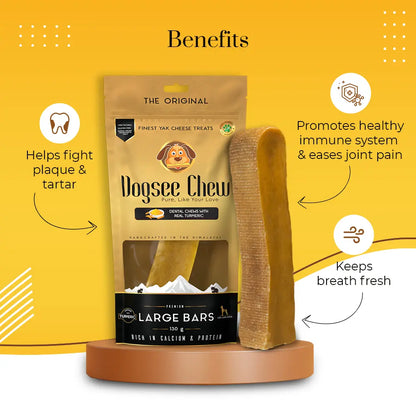 Dogsee Turmeric Large Bars: Long-Lasting Dental Chews For Large Dogs