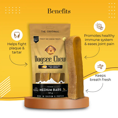 Dogsee Turmeric Medium Bars: Long-Lasting Dental Chews for Medium Dogs - Dista
