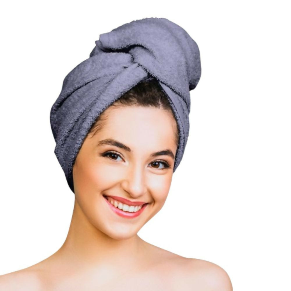 Nykaa Naturals Microfiber Hair Wrap for Frizz Free & Shiny Hair - Grey - Distacart