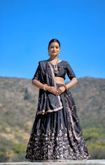 Thumbnail for Lehenga Mart Designer Bollywood Style Wedding Lehenga Choli - Black - Distacart