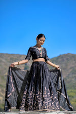 Thumbnail for Lehenga Mart Designer Bollywood Style Wedding Lehenga Choli - Black - Distacart