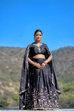 Thumbnail for Lehenga Mart Designer Bollywood Style Wedding Lehenga Choli - Black - Distacart