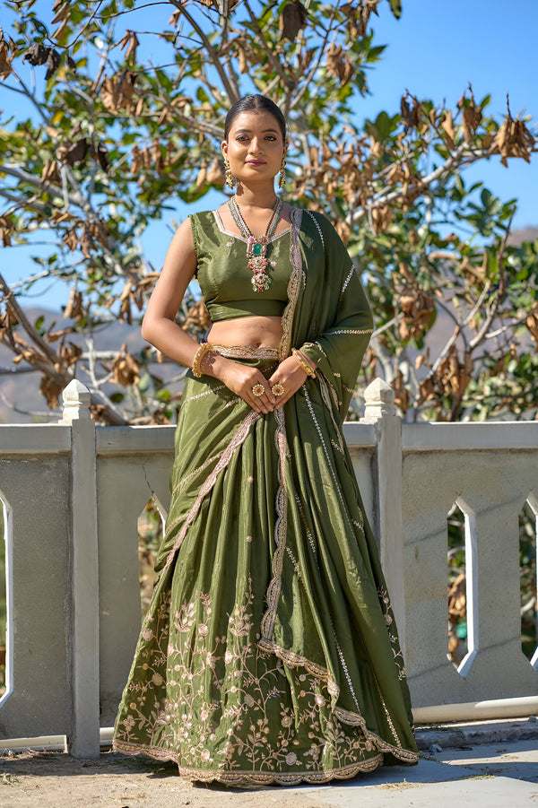 Lehenga Mart Designer Bollywood Style Wedding Lehenga Choli - Mahendi - Distacart