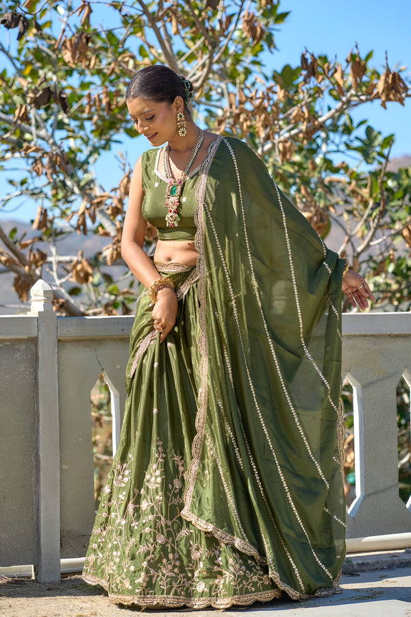 Lehenga Mart Designer Bollywood Style Wedding Lehenga Choli - Mahendi - Distacart
