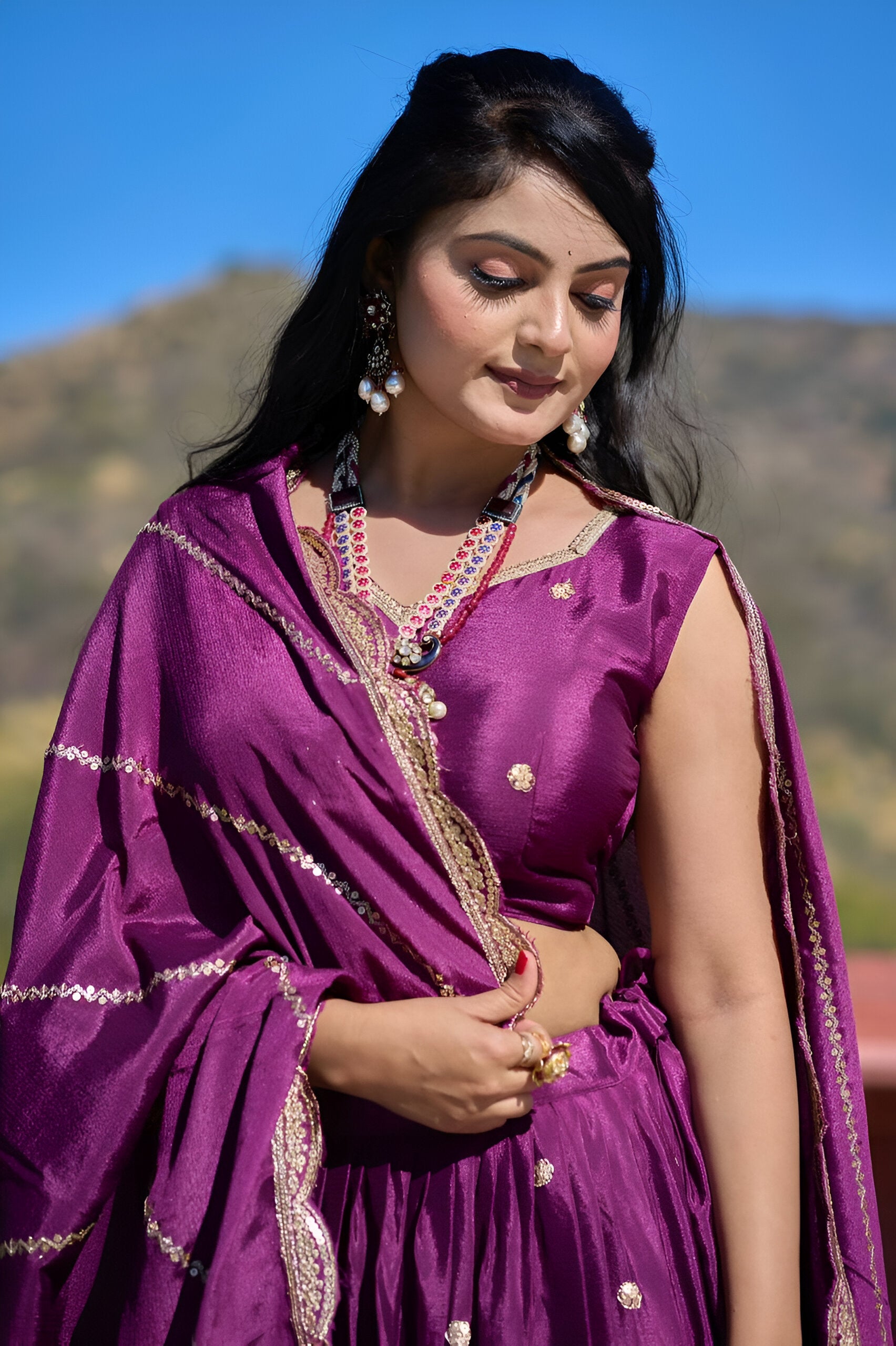 Lehenga Mart Designer Bollywood Style Wedding Lehenga Choli - Wine - Distacart