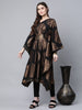 Ahalyaa Women Black Crepe Copper Foil Printed Flared Sleeve Kaftan Kurta - Distacart