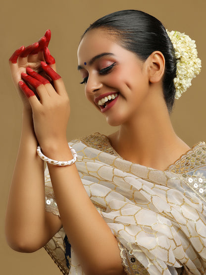 Ruby Raang White Traditional Bangle - Dista