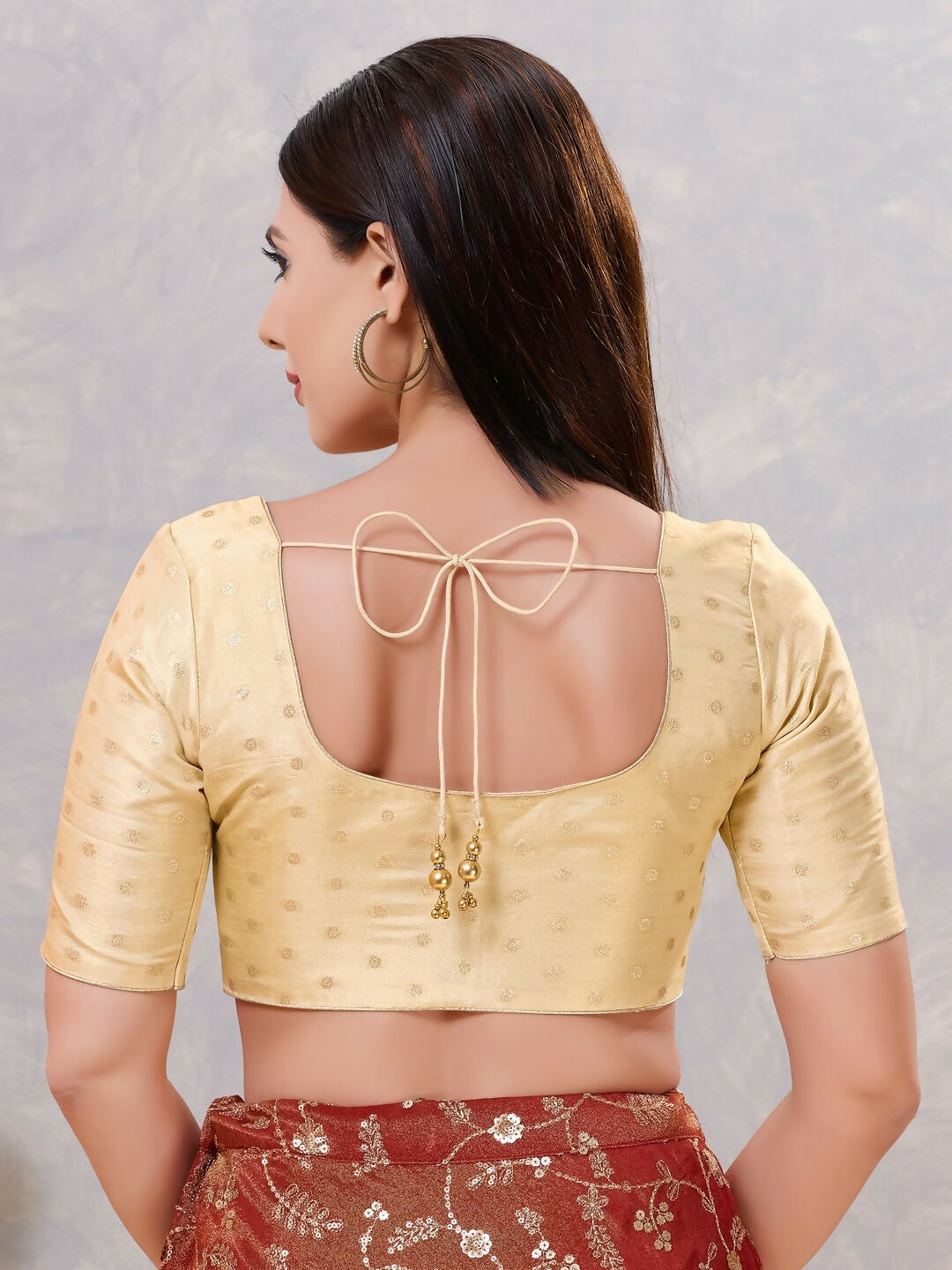 Joban Fashion Women Silk Light-Gold Stitched Blouse - Distacart