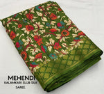 Thumbnail for Mehndi Slub Silk Printed Saree with Unstitched Blouse - Hiral Fashion - Distacart