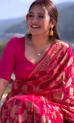 Thumbnail for Preksha Creation Designer Women Banarasi Soft Silk Saree - Pink - Distacart